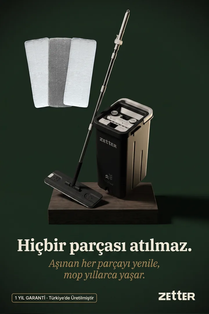 Zetter temizlik seti — siyah, 3 bezli