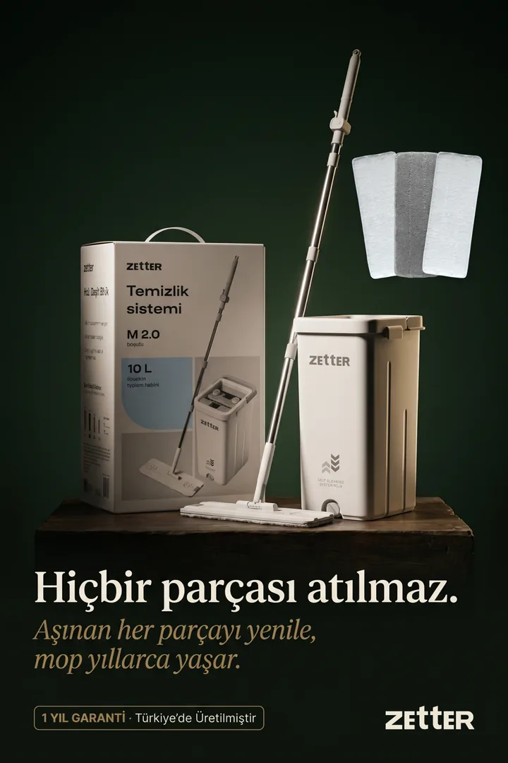 Zetter temizlik seti — beyaz, 3 bezli