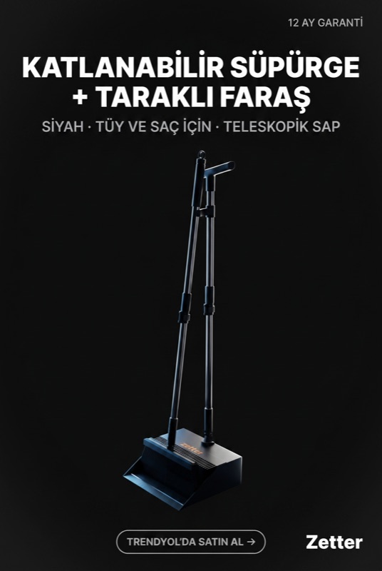 Katlanabilir Süpürge Faraş Seti — Siyah