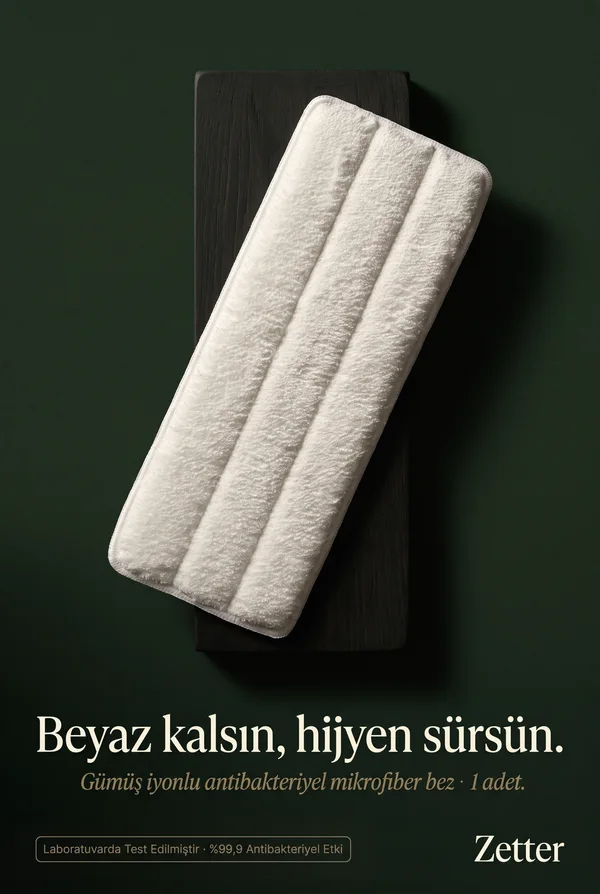 Yedek Mikrofiber Bez — Ag+ Antibakteriyel Beyaz